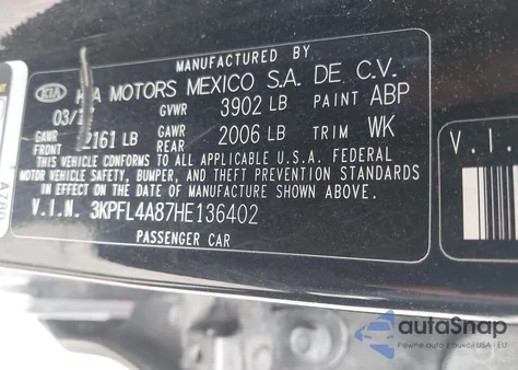 2017 Kia Forte Ex from USA, damaged, VIN 3KPFL4A87HE136402